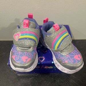 Skechers Glittery Silver and Pink Sneakers